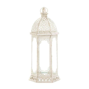 Graceful Distressed White Lantern (L) - The Fox Decor